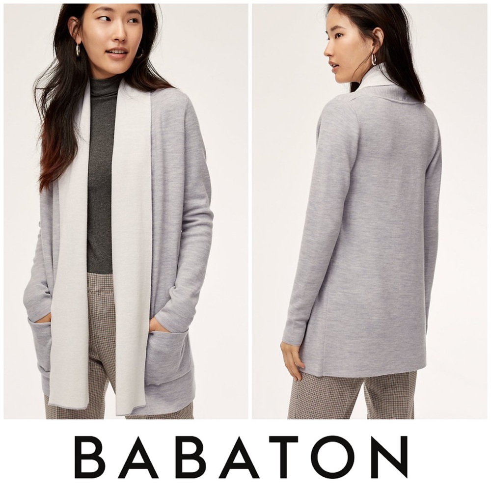 Babaton Beekman Merino Wool Open Cardigan in Grey - Picture 1 of 7